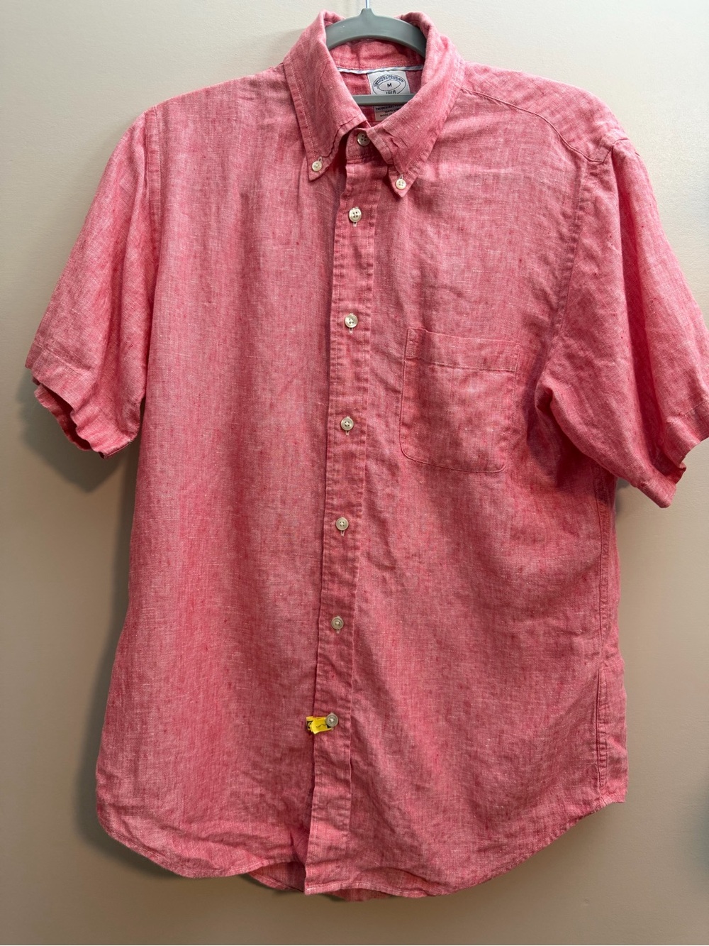 Brooks Brothers Red Short-Sleeve Button-Down Linen Shirt